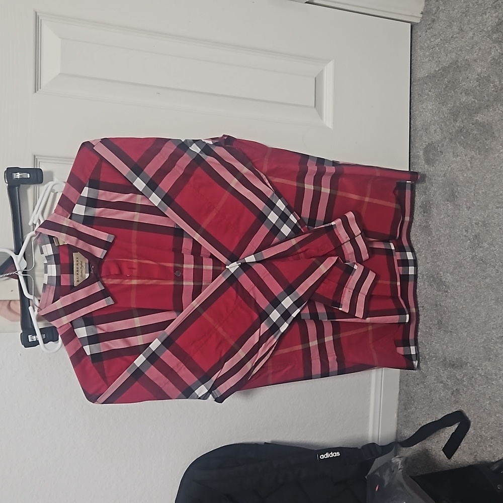 Red Burberry long sleeve dress up shirt